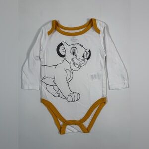 DISNEY BABY The Lion King Simba Graphic Long Sleeve Cotton Poly One Piece 6M